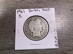 1901 S Barber 90% Silver Half-Dollar Key Date from San Francisco Mint 12152440ik