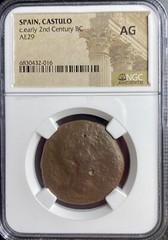 Very Large 200BC-151BC NGC Graded Ancient Celtic Iberian Coin Castulo Rare