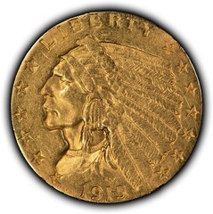 1915 $2.50 Indian Head Gold Quarter Eagle – Luster – Low Mintage – SKU-G6576