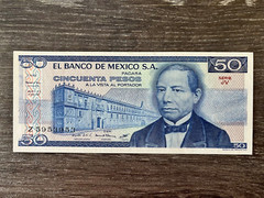 1981 Mexico 50 PESOS AZTEC God Temple World Banknote