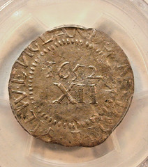 1652 PINE TREE SHILLING PCGS EXTRA FINE CIRCULATED LARGE PLANCHET 1S Coin!