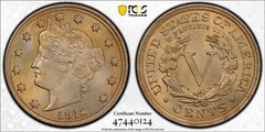Beautifully toned 1912 Liberty V Nickel 5c PCGS MS63 Gem