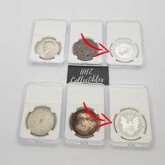 6 Pack 40mm Slab Coin Snap Holders US Silver Eagle / Flexible Variation Options