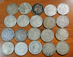 1921 US Morgan Silver Dollar – Roll of 20 coins – XF + LOTS OF DETAIL! 1