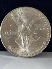 1984 Mexico 1 Onza Plata Pura Ley 999 0.999 Silver Coin KM#494