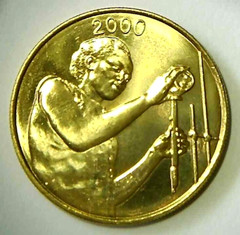 2000 West African States 25 francs Coin Senegal Africa Figure Filling Tube