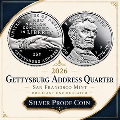 2026 S Gettysburg Address ~ 999 Silver Proof Quarter ~ US Mint Semiquincetennial