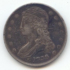 1838 Reeded Edge Capped Bust Half Dollar, Original XF Details