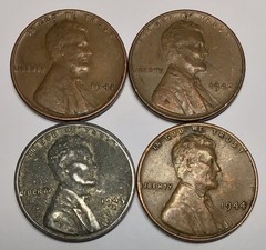 Rare Old 1941 1942 1943 1944 WWII US Steel Copper Penny Coin Vintage War Lot Set