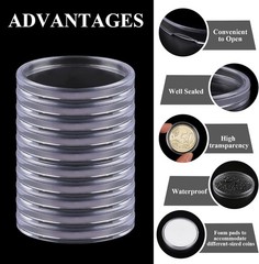 60-Pack Clear Plastic Coin Capsules | 40mm Holders with Adjustable Gaskets