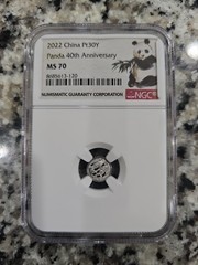2022 China 1g Platinum Pt30Y Panda 40th Anniversary Coin MS70 NGC Platinum Coin