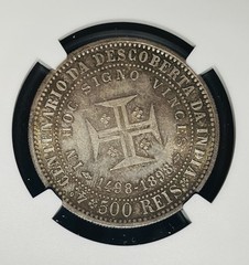 Portugal 1898 500 Reis NGC MS65 Green Olive, Soft Russet & Golden Cabinet Patina