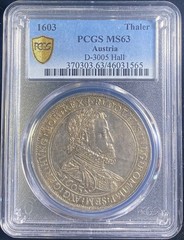 1603 County of Tyrol (Austrian States). D-3005. Certified PCGS MS63. TOP POP!