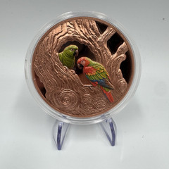 5 oz .999 Copper Round Parrot Bird Jungle Explorer Ultra High Relief Mintage 500
