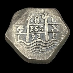 27g .999 Fine Silver 1751 Spanish Cob Thick Cut BSG COA Capsule Wood Chest New