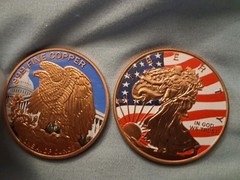 Lot of 20 Colorized Walking Liberty Copper Rounds. 1 Oz. Rounds .999 Fine w/tube