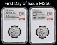 1776 – 2026 P D REVOLUTIONARY WAR QUARTER 2-COIN SET NGC MS66 First Day Issue %%