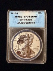 2012-S American Silver Eagle Reverse Proof Dollar ANACS RP 70 DCAM US Mint $1