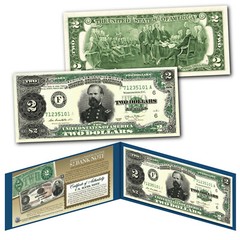 1890 James McPherson Civil War Treasury Two-Dollar Banknote design on modern $2