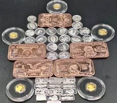 Gold Silver Copper Bullion Lot Mixed .999 Bars Rounds Stacker Collection