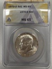 1970 D Silver JFK Kennedy Half Dollar ANACS Graded MS65 Business strike Key date