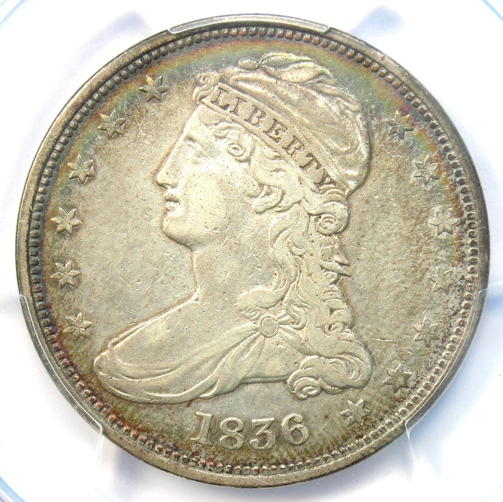 1836 Reeded Edge Capped Bust Half Dollar 50C – PCGS VF Details – Key Date!