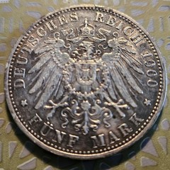 1900 – D Germany Silver 5 Mark Bayern Choice Nice Natural Surfaces Otto Bavaria
