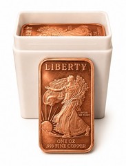 TUBE OF 20 PIECES – 1 oz Walking Liberty Copper Bar .999 Fine Copper