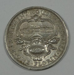 1927 AUSTRALIA George V Parliament House Commemorative Silver Florin EXTRA FINE