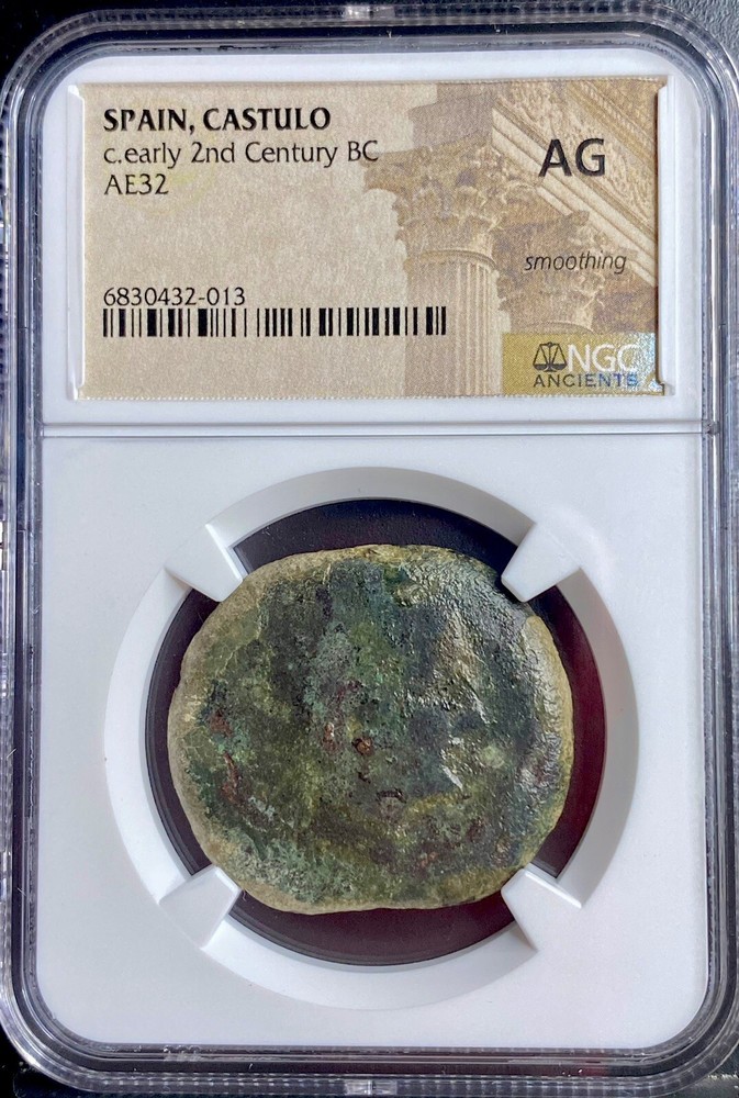 Large 200BC – 151BC Ancient Celtic Iberian Coin NGC Graded Castulo Sphinx Rare