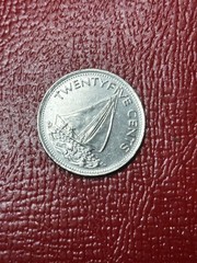 1981 Bahamas 25 Cents Uncirculated Mint State Condition Exact Coin Imaged #A379
