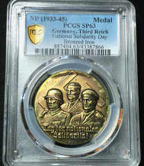 Medal ND 1933-45 Germany Third Reich national Solidarity Day Bronzed SP63 PCGS!!