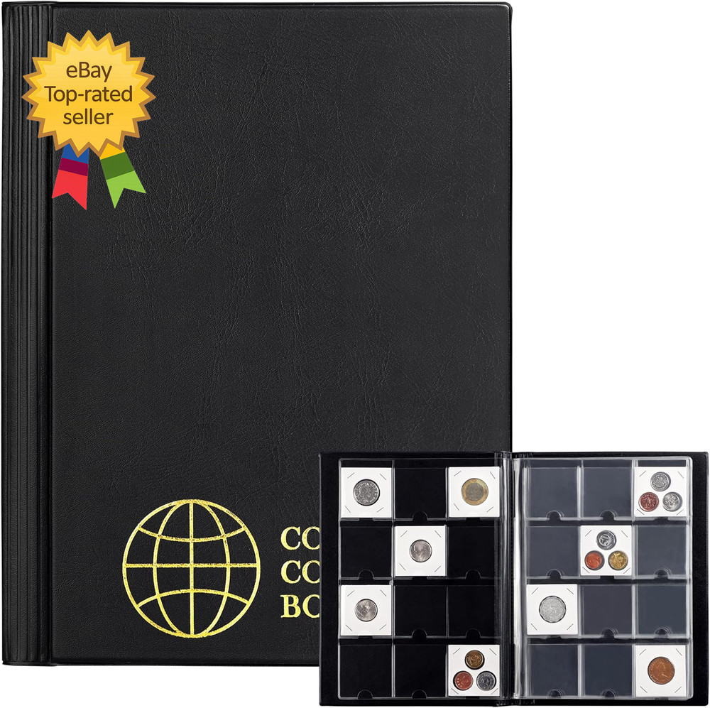 Coin Flip Holder Albums 120 Pockets 2X2 Inches Coin Storage Books for Coin Cardb