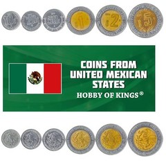 Mexican 6 Coin Set 10 20 50 Centavos 1 2 5 Pesos | Aztec calenda | 1996 – 2021