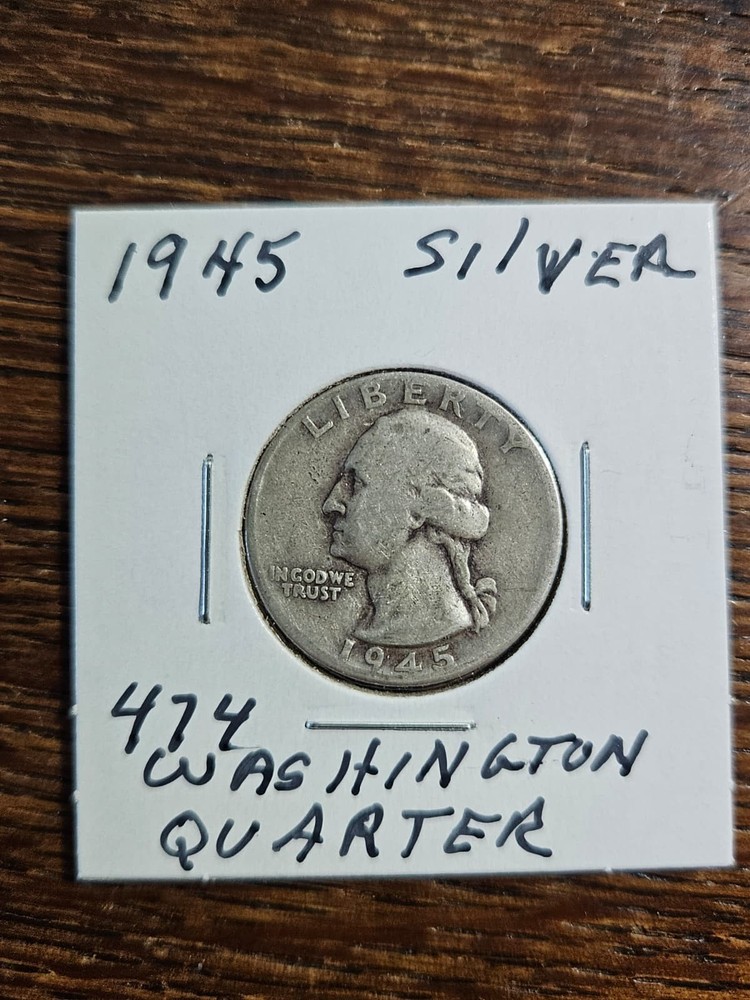 WASHINGTON QUARTER 90% SILVER Content 1945 FREE SHIPPING # 474