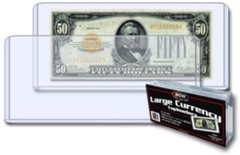 Case of 500 BCW Large Bill Currency Topload Holders 7 13/16 x 3 7/16 toploaders