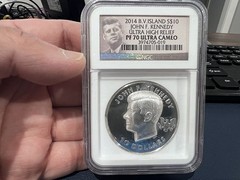 2014 B.V. Island $10 Silver John F. Kennedy PF 70 Ultra Cameo Ultra High Relief