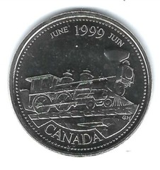 1999 Canadian Brilliant Uncirculated June-From Coast to Coast-25 Cent Coin!