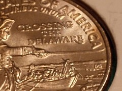 2021 (P) “Crown” Die Chip Error Washington Crossing The Delaware Quarter