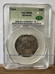 1954 Franklin Half Dollar CAC MS66 WitterBrick Monster Toning Gem Premium PQ