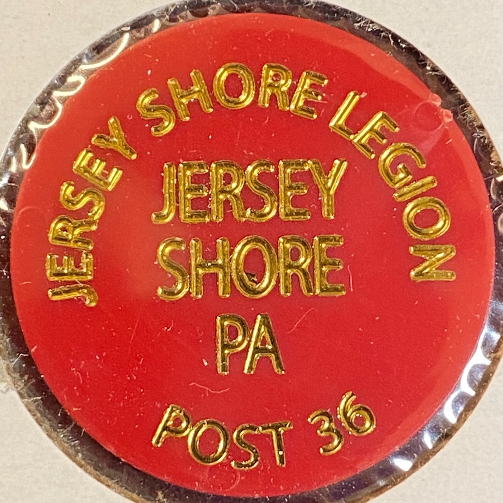 Jersey Shore Legion, PA AL Post 36 c1970’s-80’s Plastic “Bottle Beer” Token