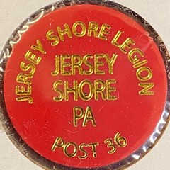 Jersey Shore Legion, PA AL Post 36 c1970’s-80’s Plastic “Bottle Beer” Token