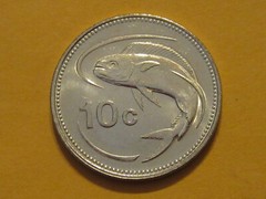 1991 Malta Coin 10 cent FLYING FISH Uncirculated Beauty animal coin very nice