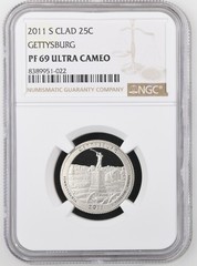 2011-S CLAD 25C GETTYSBURG NGC PF69 UC NATIONAL PARK QUARTER