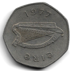 Ireland Republic 50 PENCE KM-24 1977 BORD HARP Coin Irish World Currency US SELL
