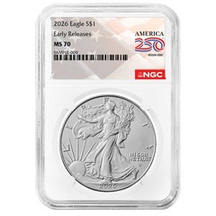 Presale – 2026 $1 American Silver Eagle NGC MS70 ER American 250th Anniversary