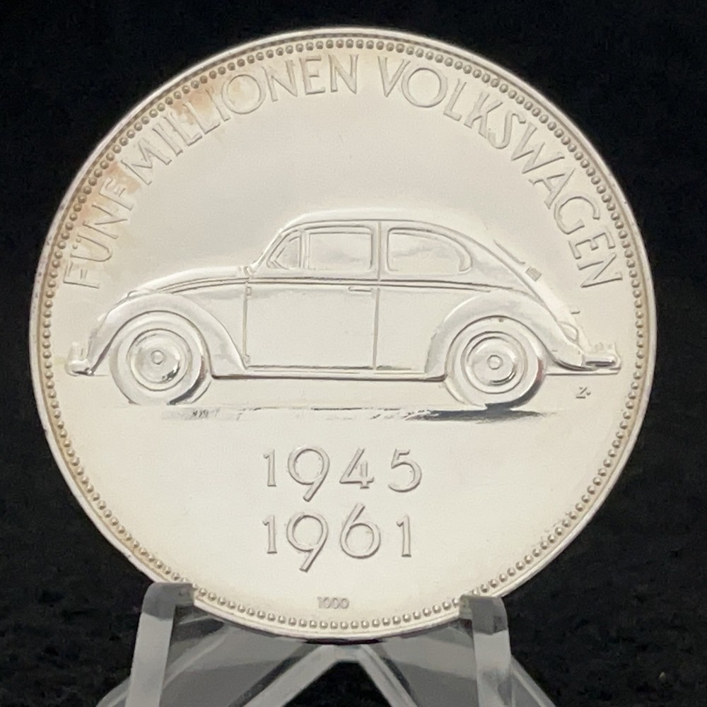 1961 Funf Milllionen Volkswagen/5 Millionth VW Medal – 0.8oz Pure Silver 1000