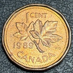 1989 Canadian Cent • Very Fine – AU Almost Unc • Small Cent • Canada World Coin