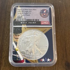 2021 (W) $1 Type 1 American Silver Eagle NGC MS69 First Day of Issue .999 Fine