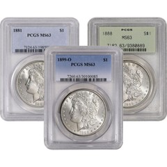 US Morgan Silver Dollar $1 – PCGS MS63 – Pre 1921 Random Date and Label